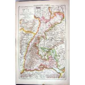  Antique Map C1893 Grand Duchy Baden Stuttgart Strassburg 