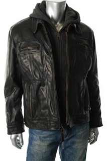 Andrew Marc NEW Mens Black Coat Leather Jacket L  