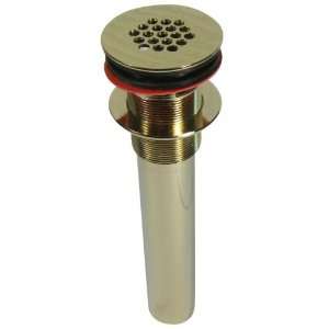   Pop Up Plug 1 1/4 Inch by 6 Inch Solid Grid Strainer, Polished Brass