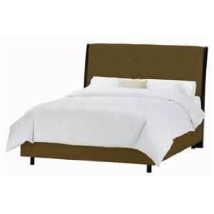 Upholstered Headboard Chocolate Microsuede Bed (Queen)