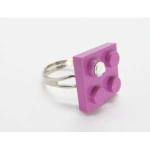  Purple Upcycled LEGO Ring with Swarovski Crystal: Jewelry