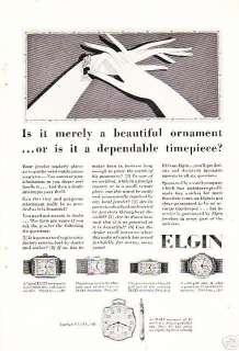 Elgin Pocket Wrist Watches Timepieces Ad 1928  