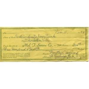  Dorothy Heyward Porgy Playwright Signed Autograph Check 
