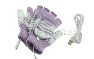 Purple Ladys USB powered Heating Warmer Washable Pair Gloves  