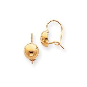  14k Polished Half Ball Kidney Wire Earrings   JewelryWeb 