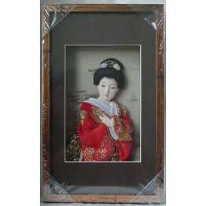  Japanese Geisha Frame Red Kimono (Rec12)