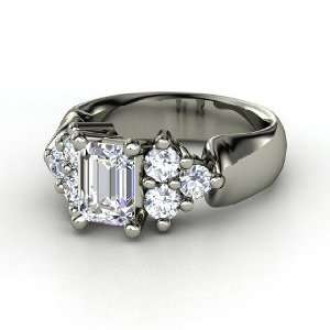  Astrid Ring, Emerald Cut Diamond Platinum Ring: Jewelry