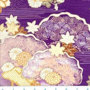  45 Wide Kimono Art Floral Blossoms Purple Fabric By The 