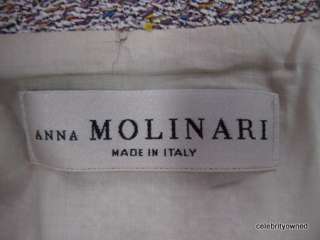 Anna Molinari Multi Color Woven Short Sleeve Yellow/Pink Trim Stone 