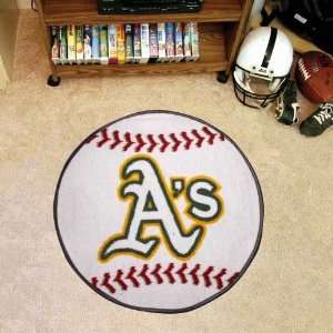  MLB Oakland Athletics White Round Baseball Mat: Sports 