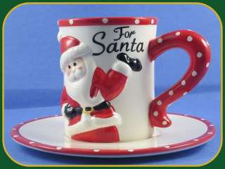 Santa Clause Cookie Plate & Mug Christmas Holiday 2 Piece New  