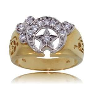  Mens Shriner Masonic Diamond Ring 10K Gold Signet New 
