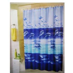 Spring Classic Dolphin Undersea Fabric Shower Curtain With 