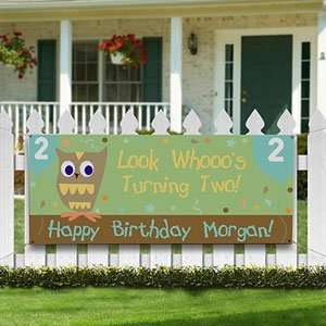  Personalized Birthday Party Banner   Owl