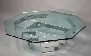   CENTURY MODERN CHROME & GLASS COFFEE TABLE IN THE MANNER OF PAUL MAYEN