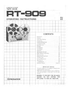 Pioneer RT 909 Reel to Reel Owners Manual PDF Format  