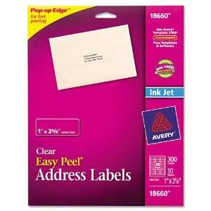    Avery   Easy Peel Mailing Labels For Inkjet Printers, 1 x 2 5/8 
