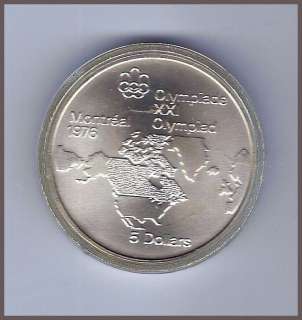 CANADA MONTREAL 1976 OLYMPIC GAMES SILVER $5. COIN UNC  