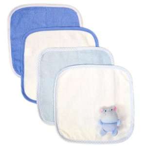  Piccolo Bambino Washcloths & Toy Set   Blue Hippo: Baby