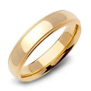  18k Yellow Gold Mens Beaded Milgrain Wedding Band Ring 5mm 