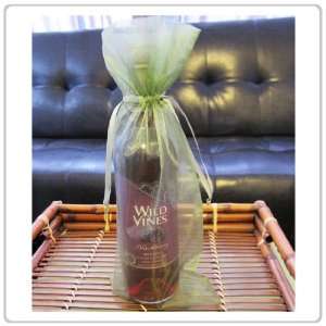  200x Green Bottle & Wine Organza Favor Gift Bags 6.5x15 