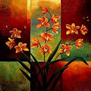  Jill Deveraux 31.5W by 31.5H  Orange Orchid CANVAS 