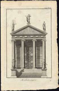 Antique Print ARCHITECTURE COLUMN IONIAN PORTICO Diderot Benard 1751 