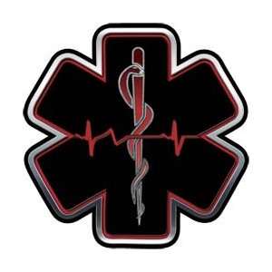  Red EMT EMS Star Of Life With Heartbeat   2 h 