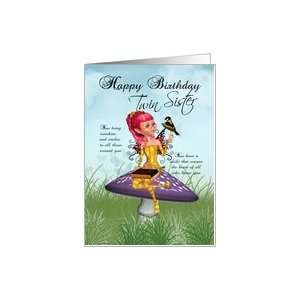  Twin Sister Birthday Card With Fairy And Chaffinch Card 