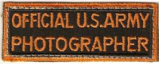 Official U.S. Army Photographer WWII Patch  