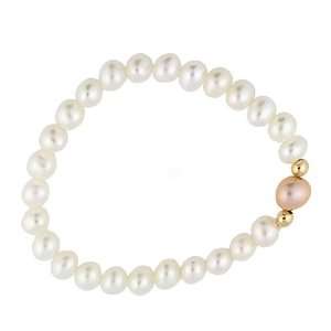  Junior Jewels White Freshwater Pearl Baby Bracelet (6 mm 