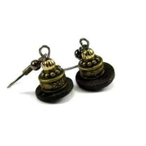  Tibetan Style Dangle Earrings with Decorative Brass Ring 