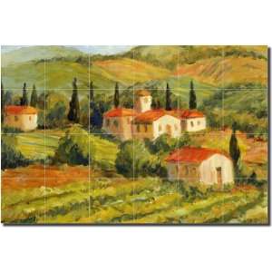Tuscan Villas by Joanne Morris   Landscape Ceramic Tile Mural 24 x 36 