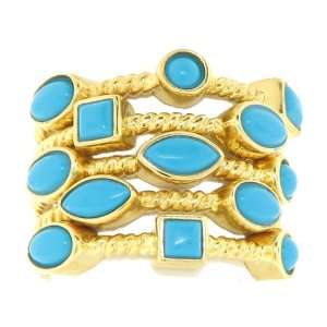  Sterling Silver Turquoise Stackable Gold Plated Rings, 6 Jewelry
