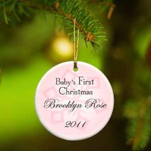 Baby Keepsake: Baby Girls First Christmas Personalized Ornament Style 