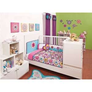  Baby Girls Pink White Flowers Crib Bedding Set 6 Pcs Baby