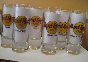 Set of 6 Hard Rock Cafe Tall Shot Glasses  