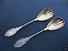 pair antique american coin silver berry spoons twisted handle early 