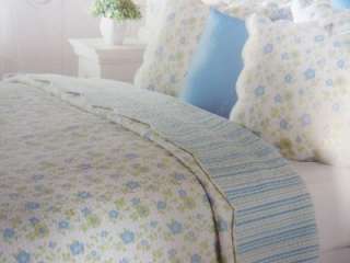 pc Ridgefield Home Quilted Twin Set Blue & White NIP  