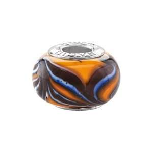 Bacio Italian Swarovski Bead Murano Enamel Orange Butterfly Charm 