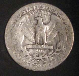 1936 D WASHINGTON QUARTER (Silver) Twenty Five Cent Coin  