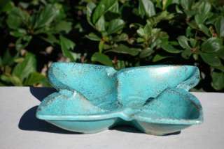 Vintage Art Deco Gilner Pottery H508 Turquoise Gold Flecks Butterfly 