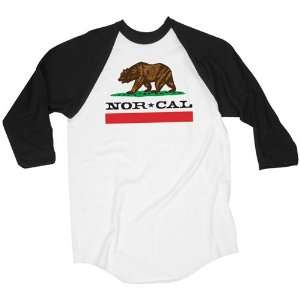 Nor Cal T Shirts Republic Raglan 3/4 Sleeve   Black:  