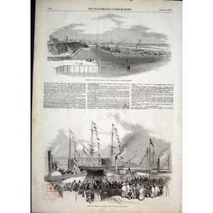  Sunderland Coal Dock Ship Old Print 1850