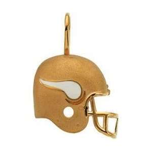 14K Yellow Gold Minnesota Vikings Enamel Helment Pendant 