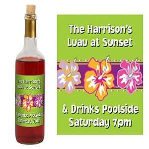 Tropical Flowers Personalized Wine Bottle Labels   Qty 12