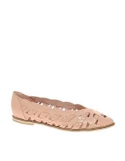 NEW  LIZZY PINK CUT OUT LEATHER BALLERINA PUMPS  