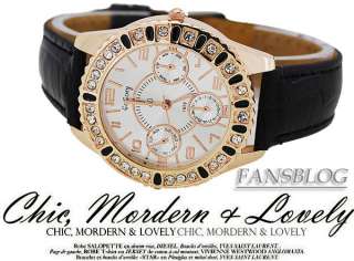 BLACK NEW Diamante ladys Fashion Quartz wrist Watch SW22B  