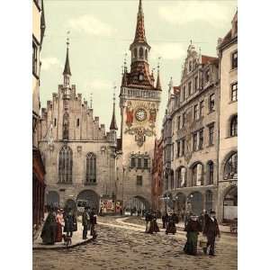 Vintage Travel Poster   Old Town Hall Munich Bavaria Germany 24 X 18.5