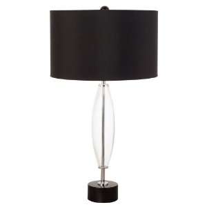  Art Deco Glass Column with Black Shade Table Lamp: Home 